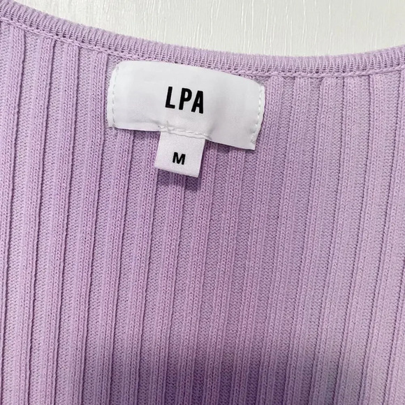LPA Salvatore Dress in Lilac Ribbed Knit Midi size Medium - Picture 5 of 8